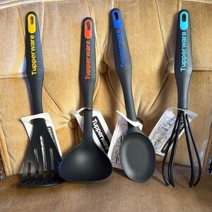 Tupperware Brand New Black Utensil Set with Colorful Handles